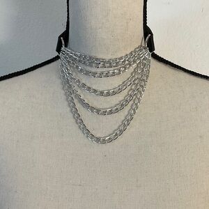 Multi layer Silver Chain choker Necklace